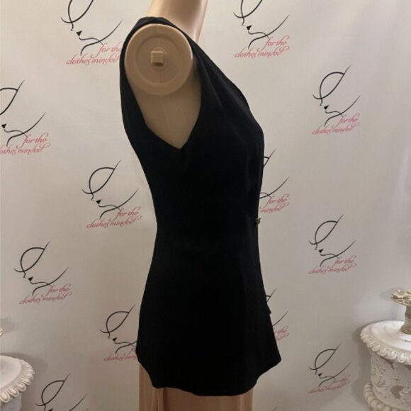 NWT NOS Dani Max Vest. Sz 4P. Acetate Rayon Fitted. Black Double Breasted. D - Picture 4 of 7
